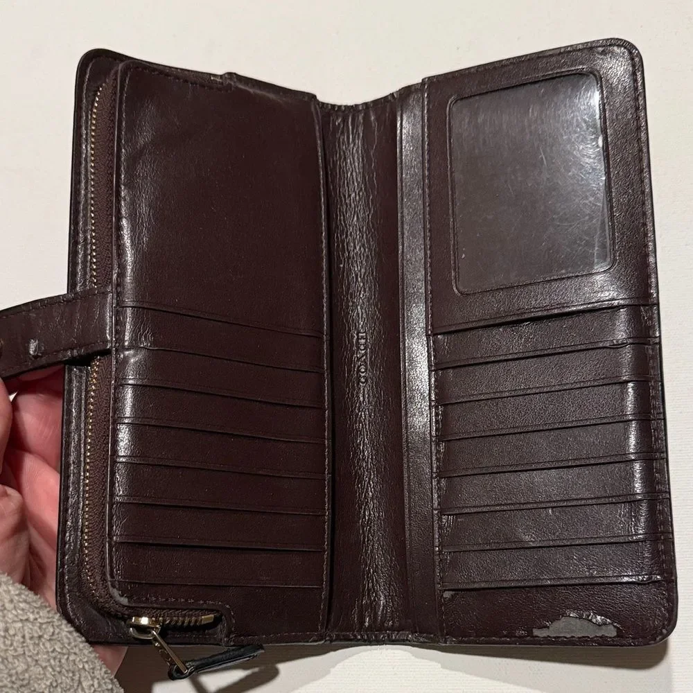 Coach Black Croc-Embossed Leather Clutch